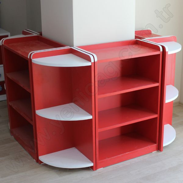 Column Bookcase Red