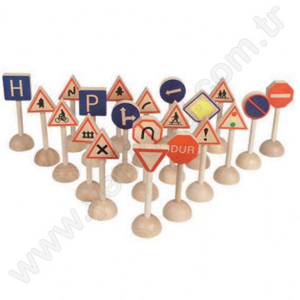 Wooden 21 Pieces Traffic Signs